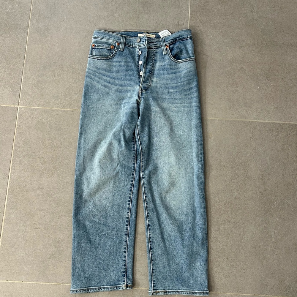Women's Levi's Ribcage Straight Blue Denim Jeans Size 27